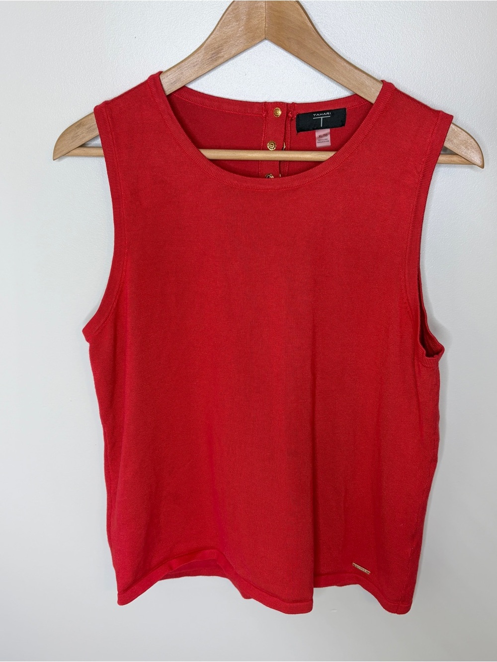 Tahari Sleeveless Red Knit Tank Top XL